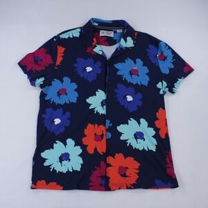 Original Penguin Men's Floral Camp Collar Short Sleeve Shirt Large Navy Size L